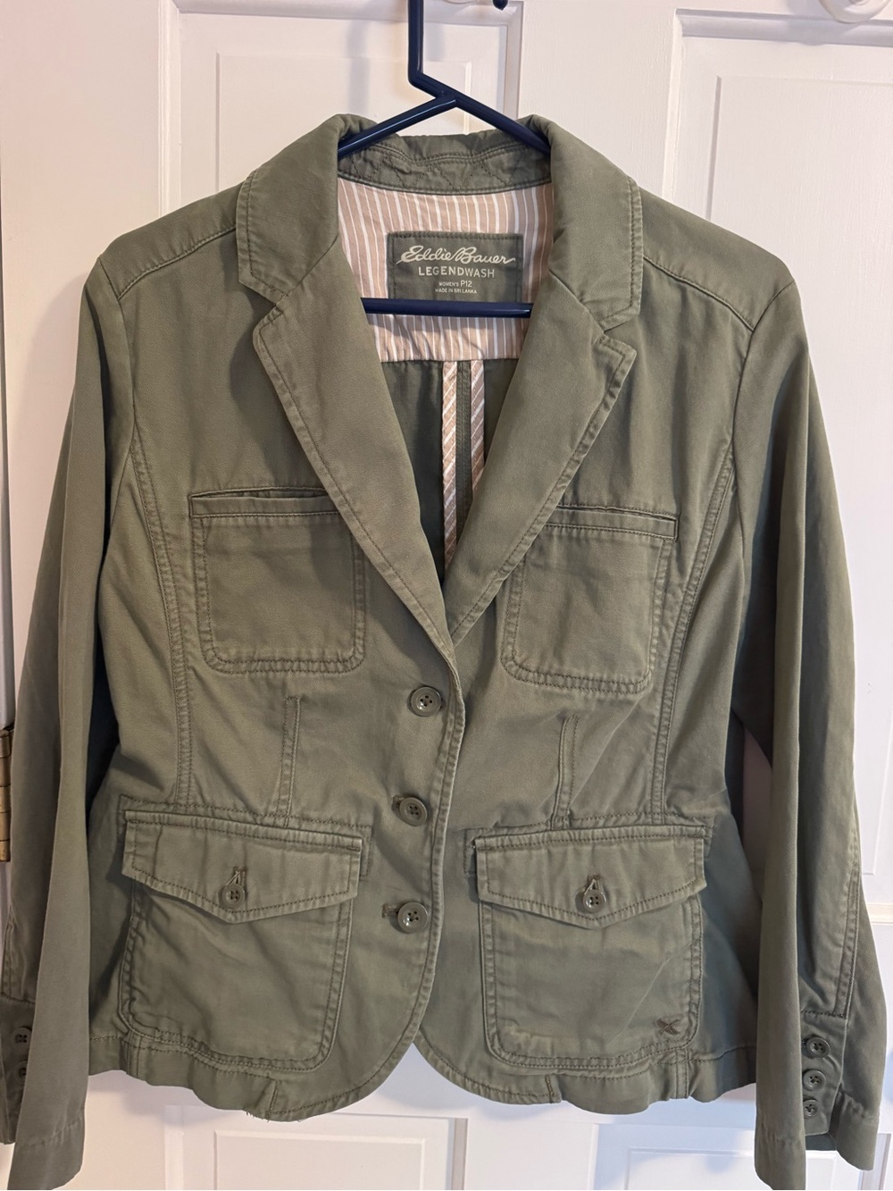 Eddie Bauer Olive Green Tailored Utility Blazer Legendwash